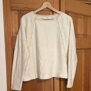 Anthropologie White/Cream Textured Knit Sweater